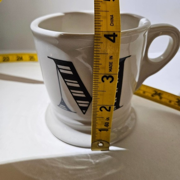 Anthropologie M Monogrammed Coffee Tea Mug‎ White Ceramic Anthro - Picture 2 of 8